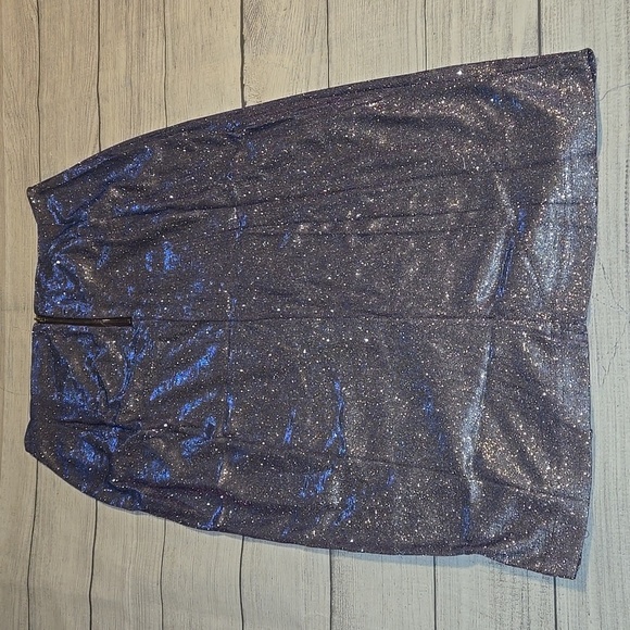 Lulus Faux Wrap Shimmer Midi Skirt Purple Sizes S and L NWT - Picture 2 of 8